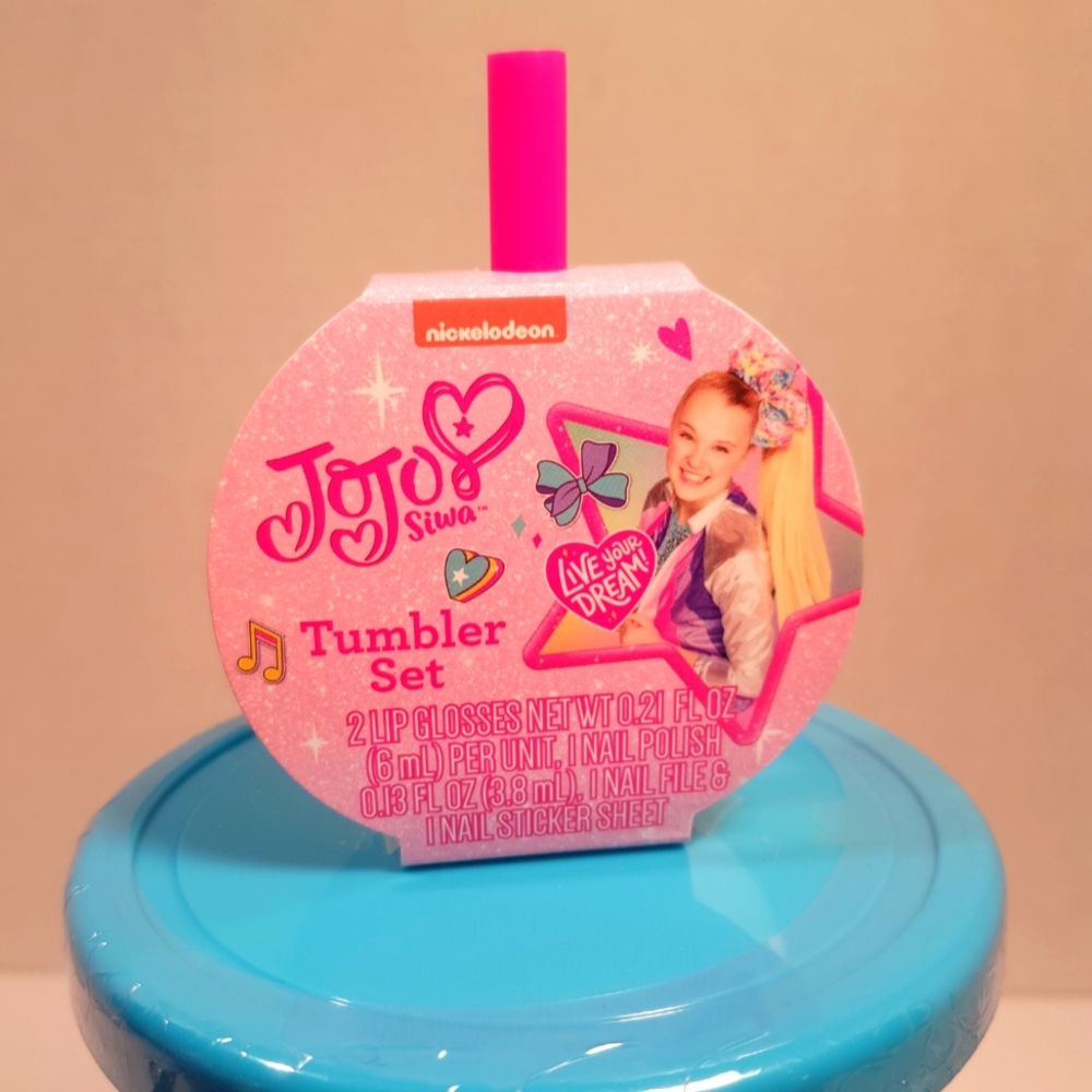 Personalized Custom Tumbler Jojo Siwa Tumbler Set Lip Gloss Nail Polish NWT - Picture 3 of 4